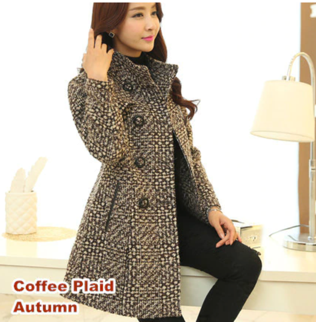 Plus Size Long Wool Coat Elegant Vintage Coat  Jacket