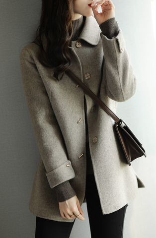 Plus Size Long Wool Coat Elegant Vintage Coat  Jacket