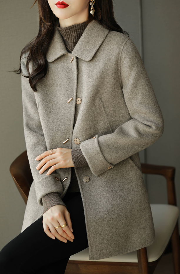 Plus Size Long Wool Coat Elegant Vintage Coat  Jacket