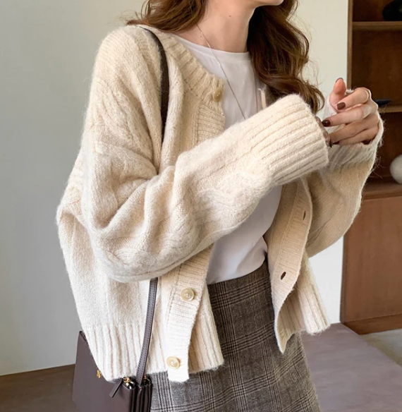 Knit Cardigan Women Soft Single Breasted Casual Coat Outwear