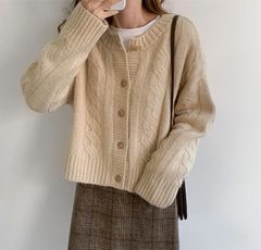 Knit Cardigan Women Soft Single Breasted Casual Coat Outwear