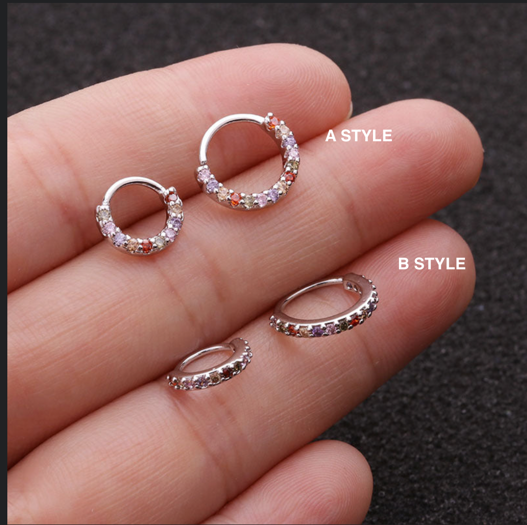 1PC 6mm/8mm/10mm CZ Helix Cartilage Hoop Earring