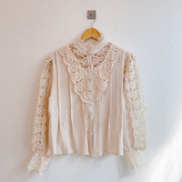 Chic Hollow Out Flower Lace Shirt Stand-Collar All-Match Summer Blouses