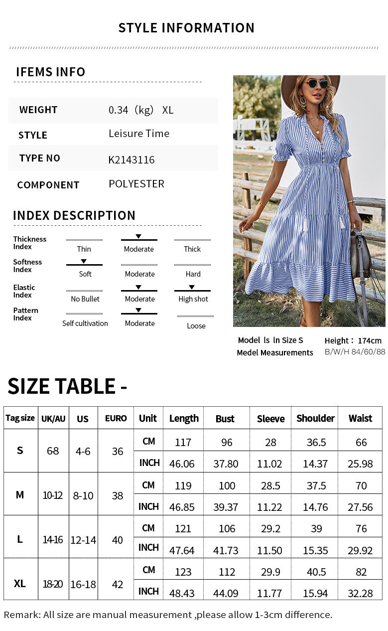 Fashion Dress Stripes Dresses Beach Travel Casual Wear