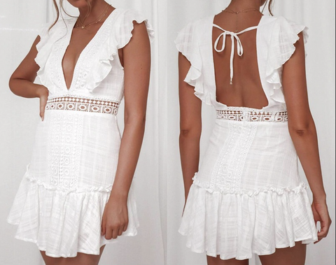 White Embroidery Lace Cotton Dress
