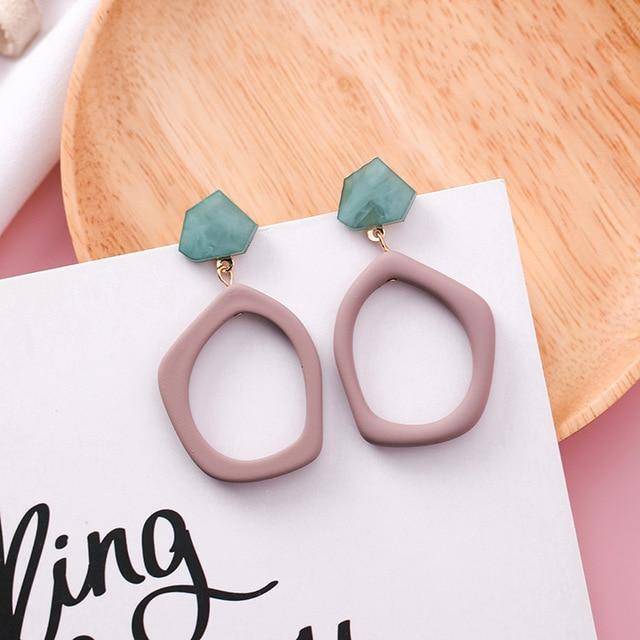 Sweet Irregular Hit Color Geometric Acrylic Long Big Drop Earrings