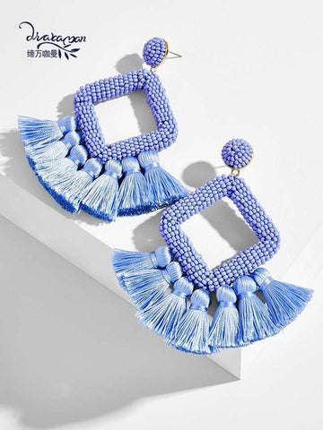 Trendy Boho Ethnic Colorful Dangle Drop Statement Earring