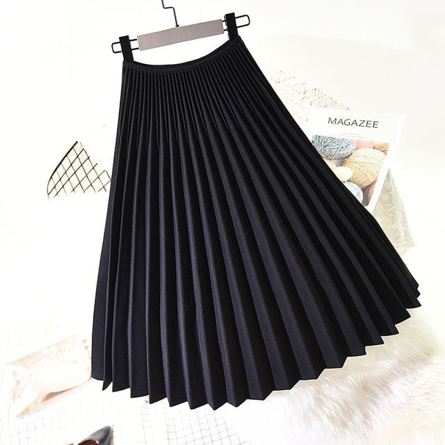 Elegant Pleated Skirt High Waist White Long Skirt – lastrafashion