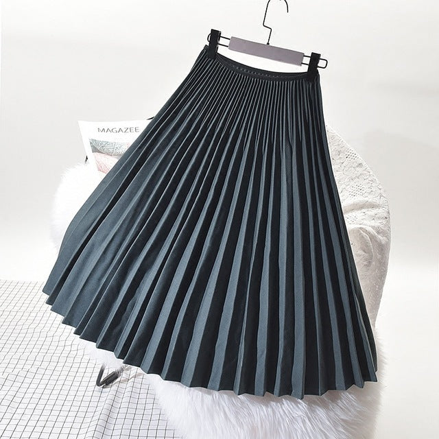 Elegant Pleated Skirt High Waist White Long Skirt – lastrafashion