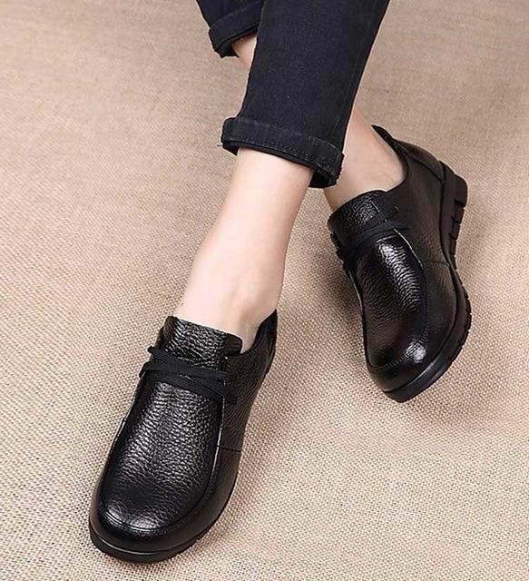 Designer Ballet Flats Black Genuine Leather Loafers Casual Shoes