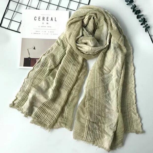 Cotton And Linen Striped Plaid Bubble long men scarf