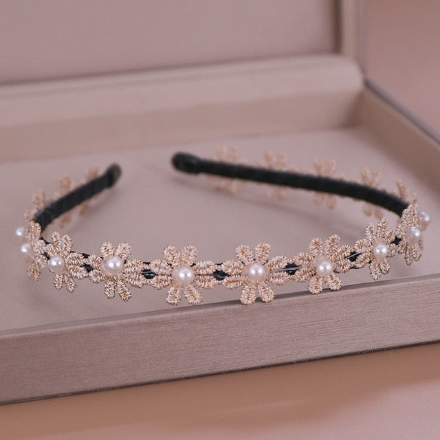 Pearl Crystal Headbands For Women Simple Hairbands