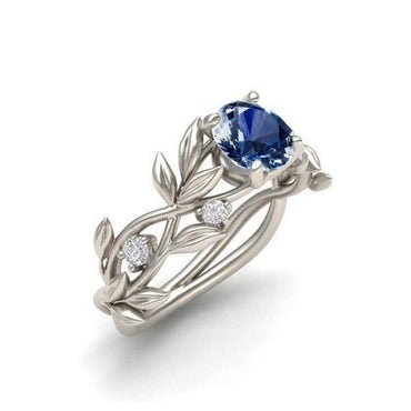 Silver Leaf Design Cubic Zirconia Ring