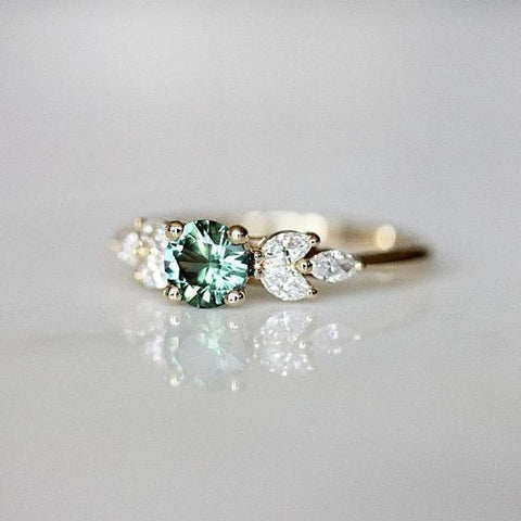 Elegant white & green Crystal Zircon Rings