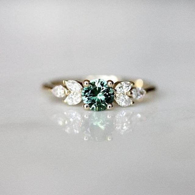 Elegant white & green Crystal Zircon Rings