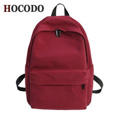 Solid Canvas Backpack For Teenagers Women Casual Large Capacity