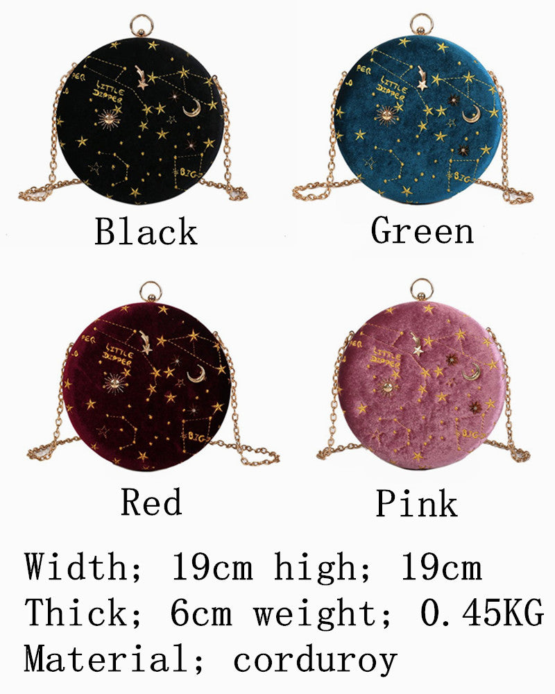 Starry Sky Circular Fashion Suede Shoulder Bag