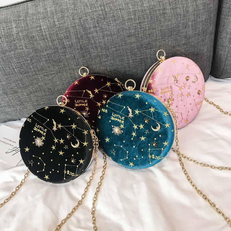 Starry Sky Circular Fashion Suede Shoulder Bag