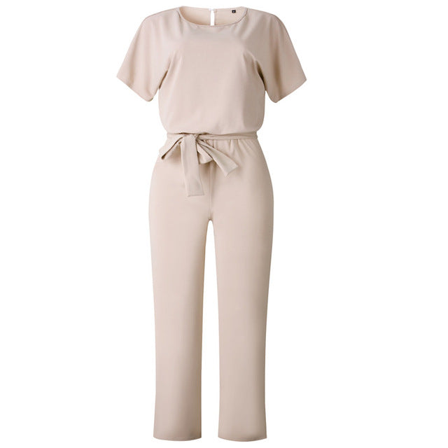 Casual Solid Back Button Jumpsuit