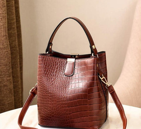 Retro Alligator Bucket Crocodile Pattern Handbag Shoulder Messenger Bags