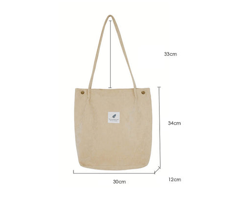 Dream Capacity Corduroy Tote Casual Solid Color Shoulder Bag