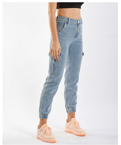 High Waist Side Pocket Jeans Spring Autumn Harem Denim