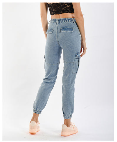 High Waist Side Pocket Jeans Spring Autumn Harem Denim