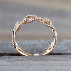 Rose Gold Zircon Twist Geometric Ring Fashion