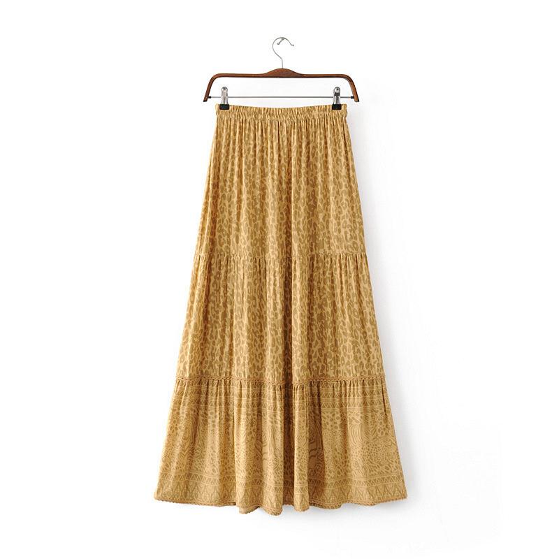 Leopard Maxi Boho Cotton Sexy Long Skirt Geometric Pattern Bohemian