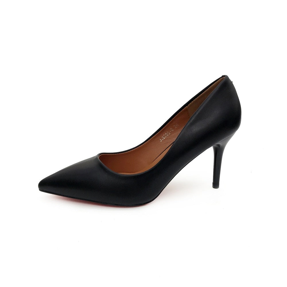 Fashion PU Leather High Heels Pumps Pointed Toe Work Pump Shoes