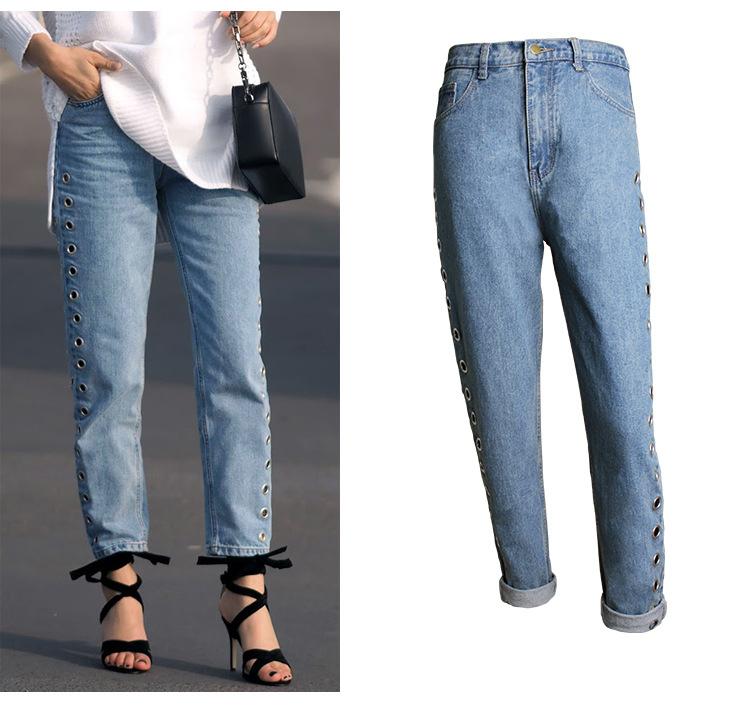 Denim Pants BF Wind High Waist Loose Straight Jeans