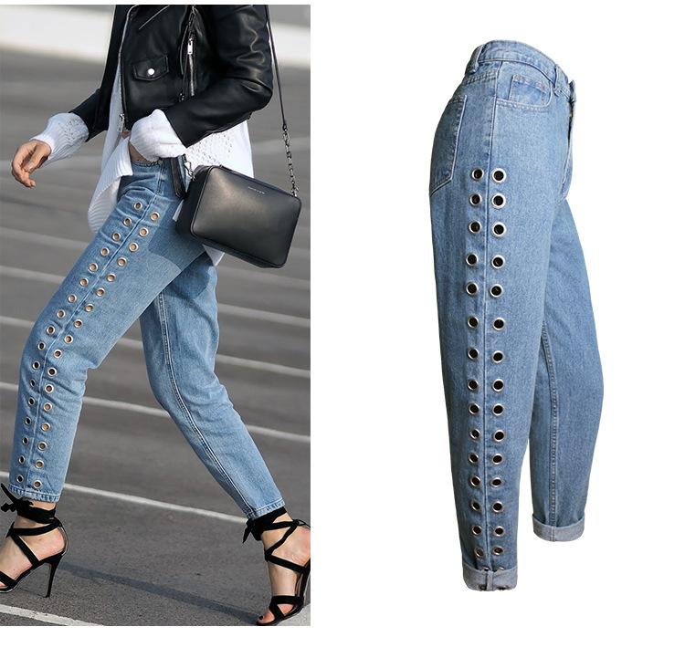 Denim Pants BF Wind High Waist Loose Straight Jeans