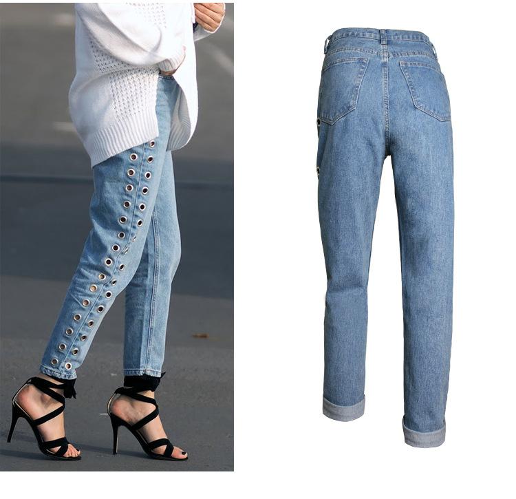 Denim Pants BF Wind High Waist Loose Straight Jeans