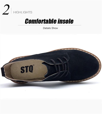 Flats Sneakers Leather Suede Lace Up Boat Shoes Round Toe Flats