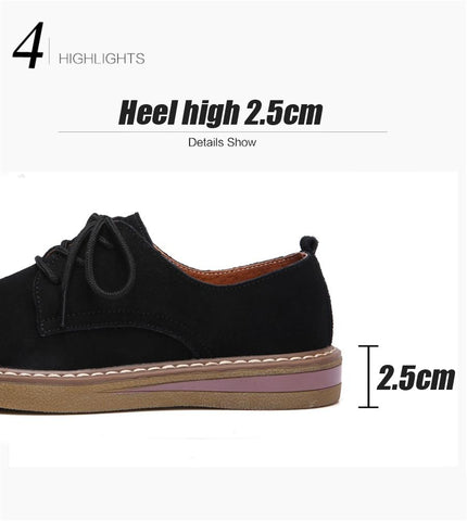 Flats Sneakers Leather Suede Lace Up Boat Shoes Round Toe Flats