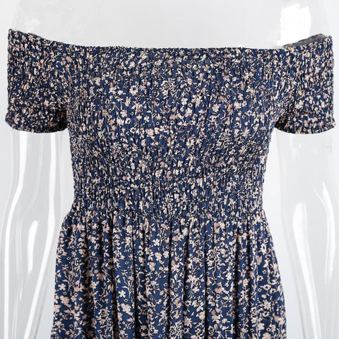 Sexy Off  Shoulder Slash Neck Short Sleeve Party Dress