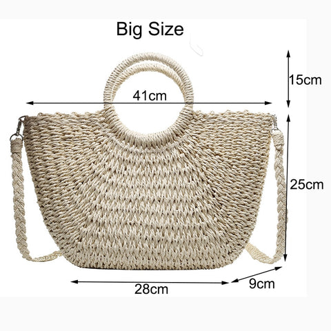 Straw Handbags Vintage Casual Shoulder Women Tote Bags