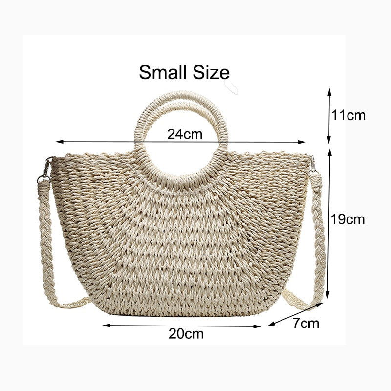 Straw Handbags Vintage Casual Shoulder Women Tote Bags