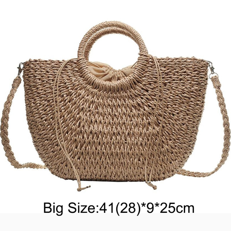 Straw Handbags Vintage Casual Shoulder Women Tote Bags