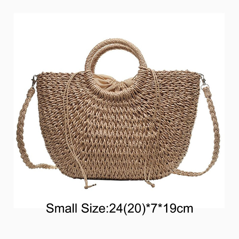 Straw Handbags Vintage Casual Shoulder Women Tote Bags