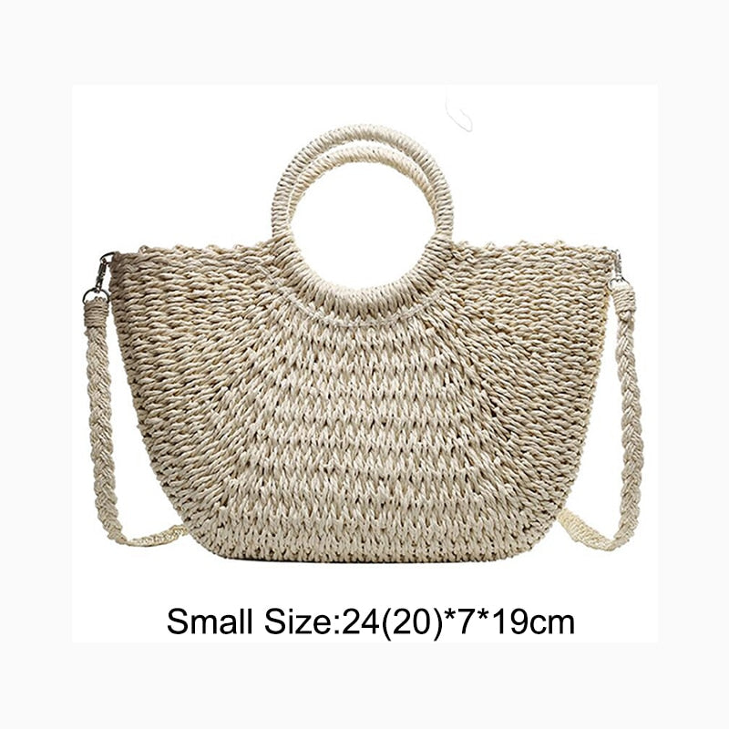 Straw Handbags Vintage Casual Shoulder Women Tote Bags