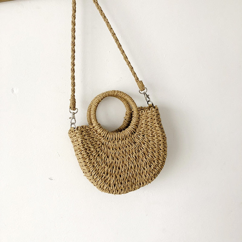 Straw Handbags Vintage Casual Shoulder Women Tote Bags