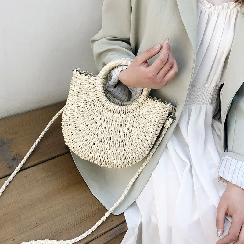 Straw Handbags Vintage Casual Shoulder Women Tote Bags