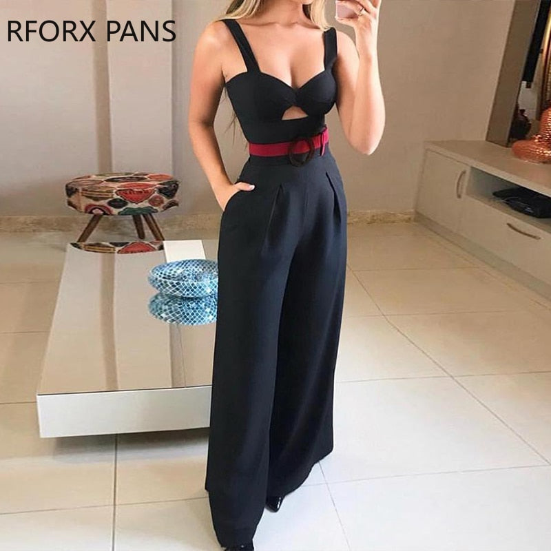 Cut Out Twist Front Wide Leg Jumpsuit Office Lady Casual Look