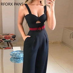 Cut Out Twist Front Wide Leg Jumpsuit Office Lady Casual Look
