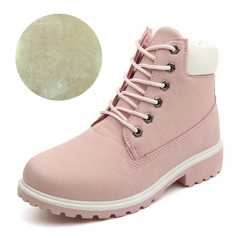 Fashion Pu Leather Round Toe Lace-Up Ankle Boot