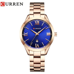 Luxury Rhinestone Steel Quartz Brand Calendar Ladies Dress Wristwatch