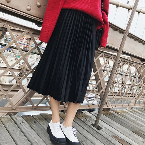 Fashion Thick Breathable Pleated Length Skirt