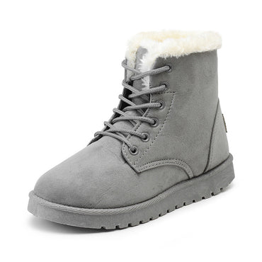 Snow Boots Flat Lace Up Winter Suede Ankle Boots