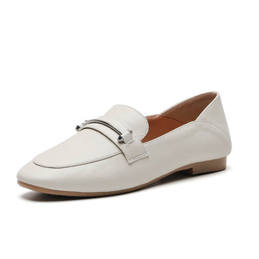 Fashion Casual Leather Flats Square Toe Loafers Soft Sole Shoes